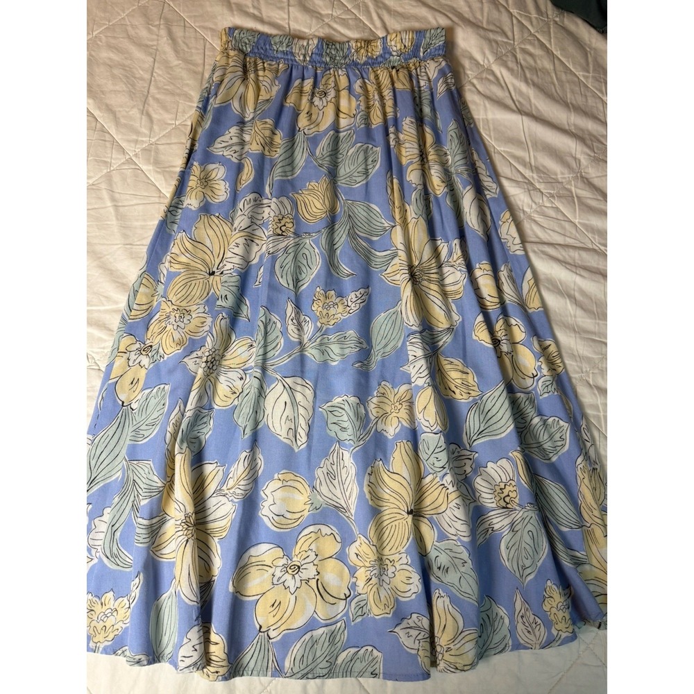 Classic Collection Floral Midi Skirt Size Small Elastic Waist,‎ VTG
